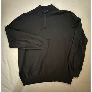 Joseph & Lyman Mens Black 1/4 Zip Wool‎ Knit Sweater Pullover Top XL